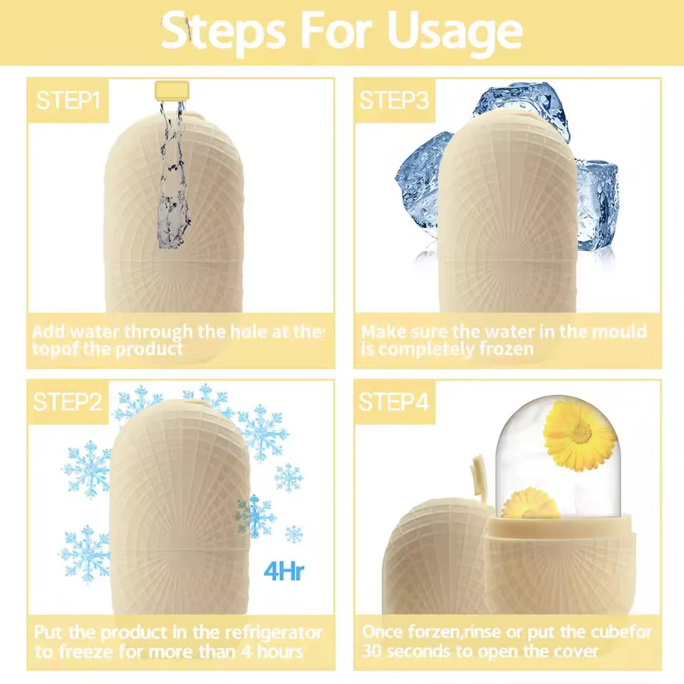 Rouleau à Glace Visage & Yeux en Silicone – Outil Raffermissant & Apaisant Réutilisable