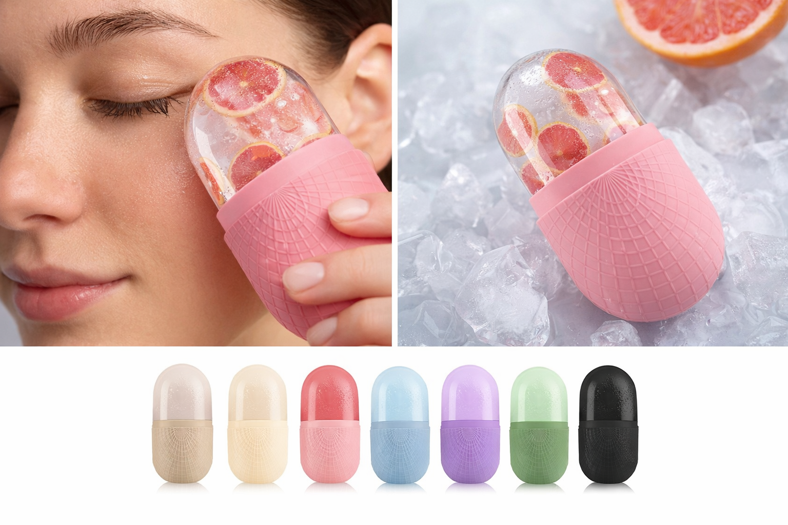 Rouleau à Glace Visage & Yeux en Silicone – Outil Raffermissant & Apaisant Réutilisable