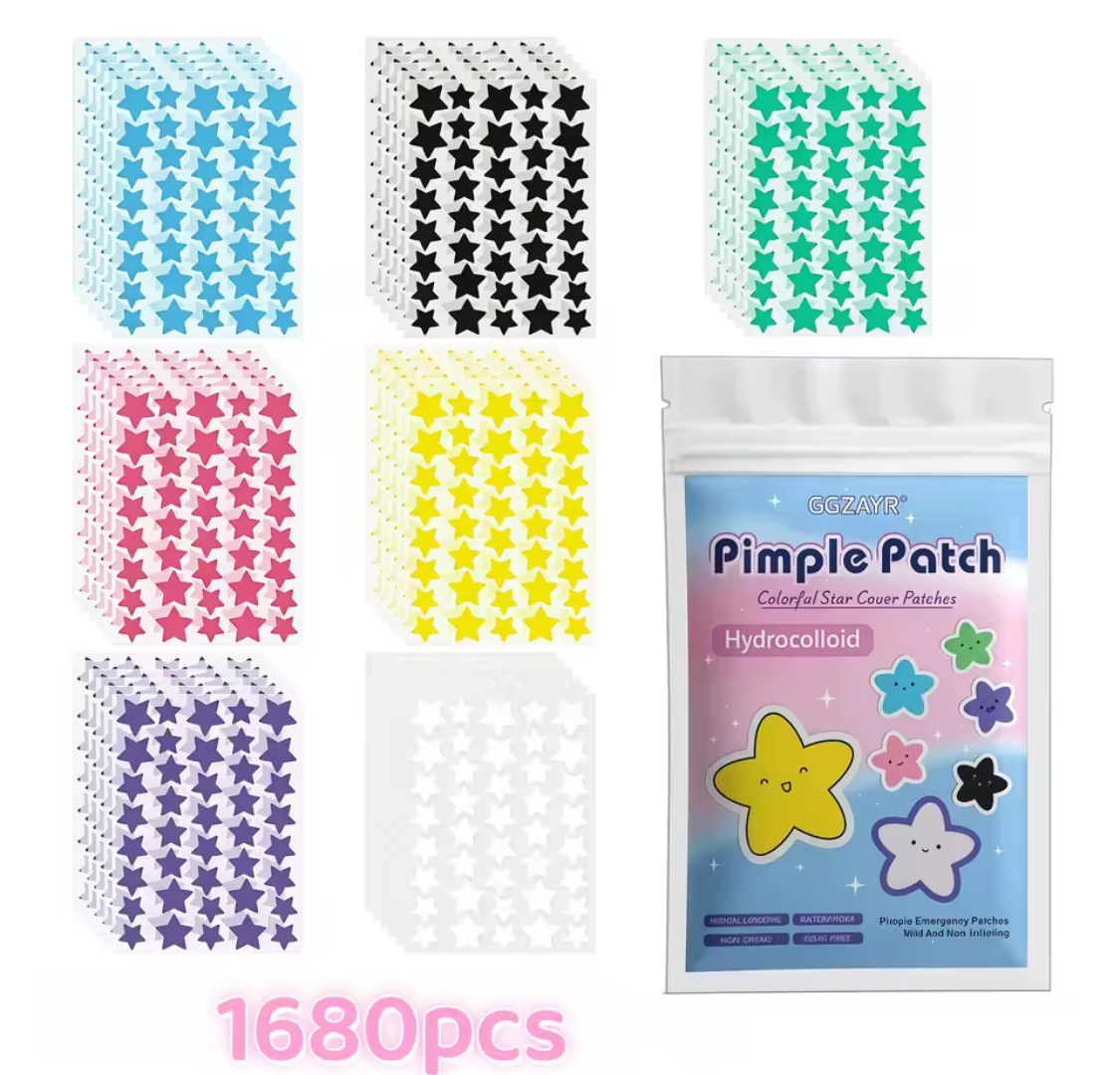 ⭐ Star-Shaped Hydrocolloid Pimple Patches – Colorful Acne Spot Treatment