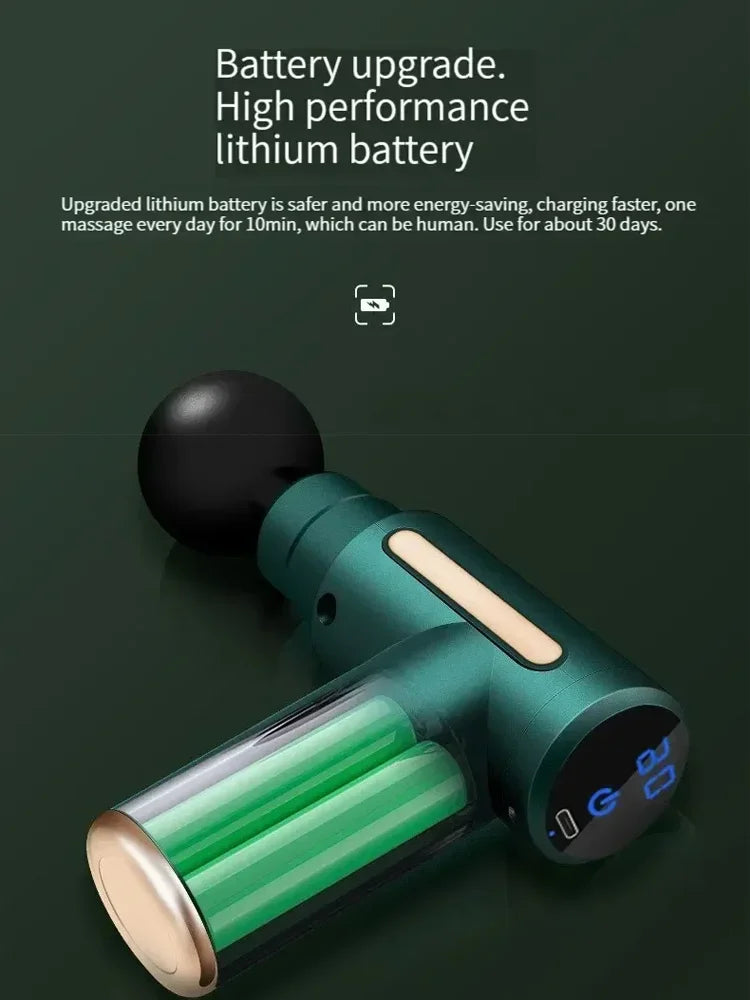Fascial Massage Gun Electric Percussion Pistol Massager Body Relaxation With LED Touch Screen 4 Replaceable Massage Head