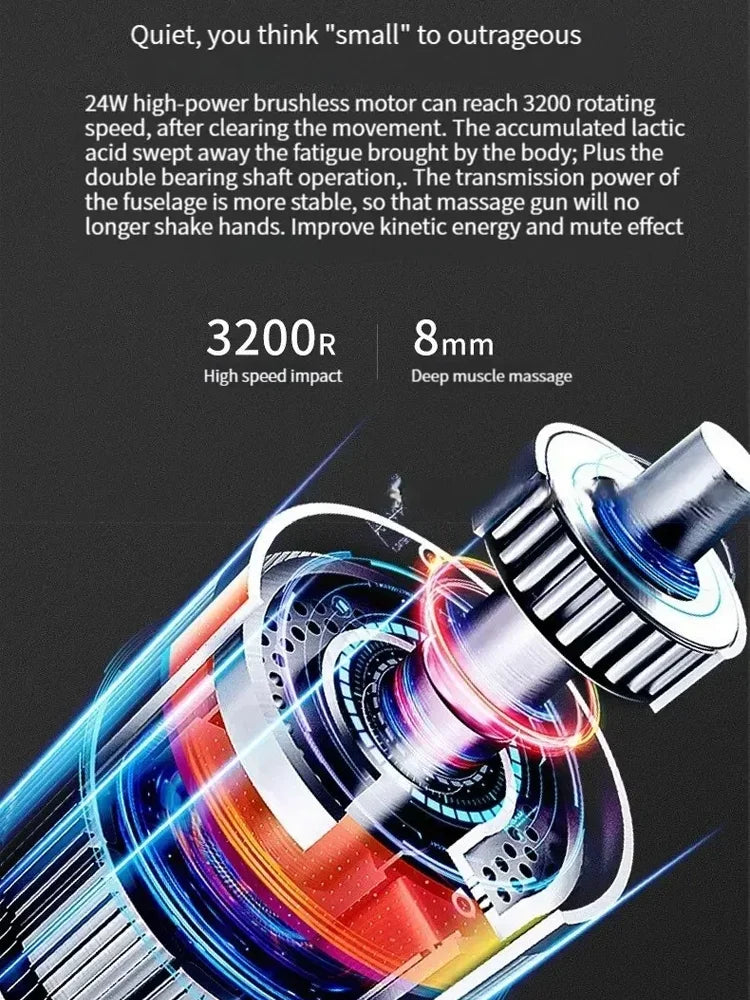 Fascial Massage Gun Electric Percussion Pistol Massager Body Relaxation With LED Touch Screen 4 Replaceable Massage Head