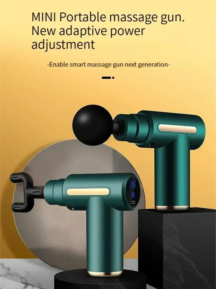 Fascial Massage Gun Electric Percussion Pistol Massager Body Relaxation With LED Touch Screen 4 Replaceable Massage Head