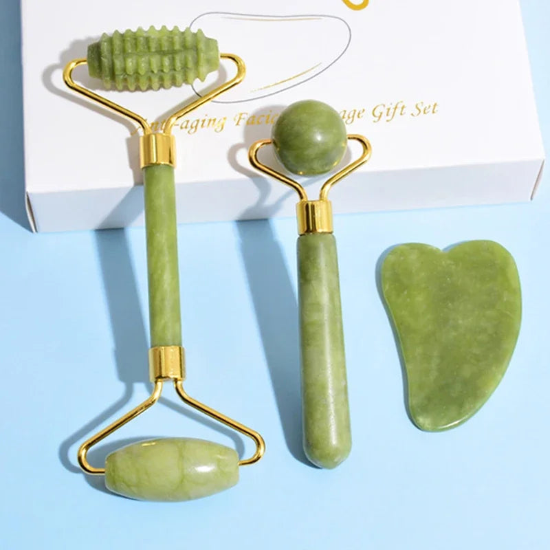 Natural Jade Roller Face Gua Sha, Natural Stone, Body Neck Massager, Acupoint, Eye Care Spa Massage Tools Massage Visage Lifting